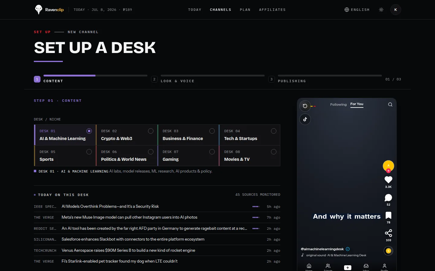 Studio niche/desk picker interface