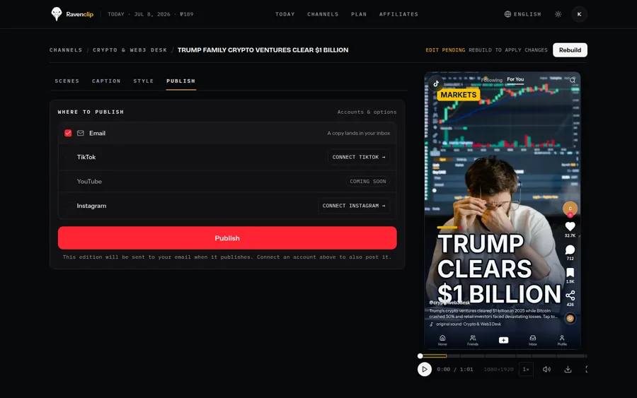 Publishing interface